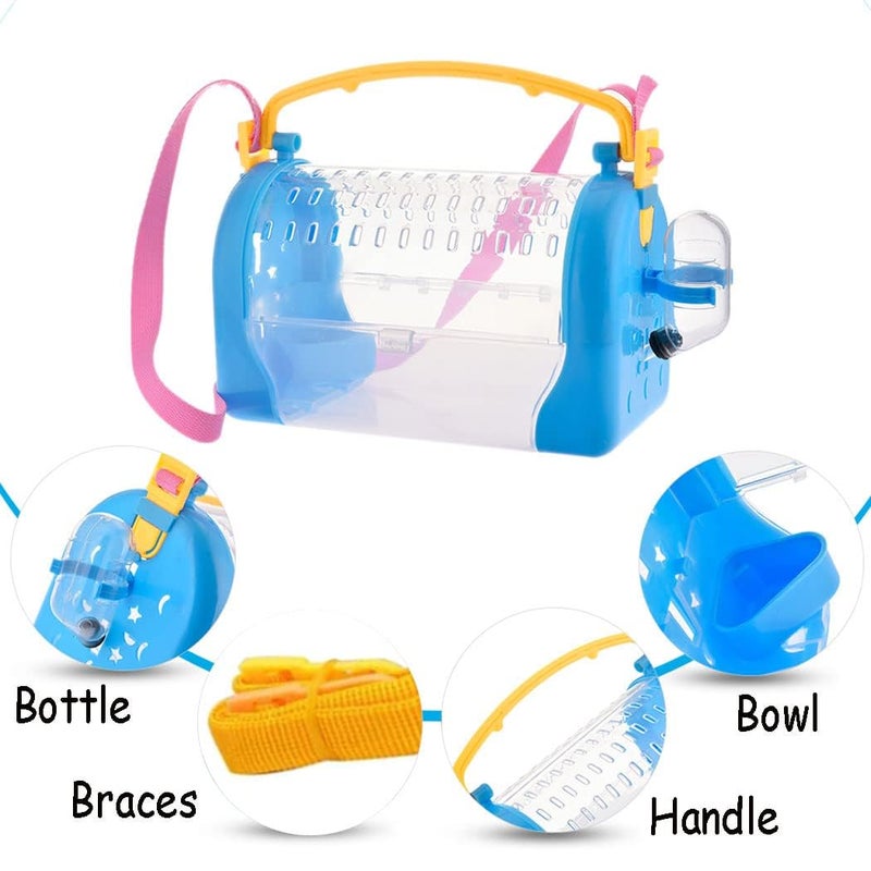 kathson Portable Hamster Cage Dwarf Hamster Carry Travel Cage with Water Bottle Food Bowl Adjustable Strap Pet Outgoing Cage for Gerbil Hedgehog Mice Squirrel - Image 4